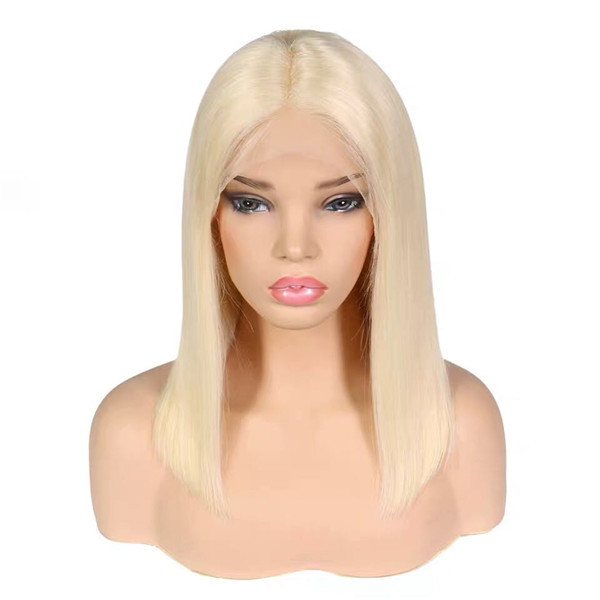 U Enjoy Hair 100% Unprocessed Virgin Remy Human Hair 613 Blonde Color Straight Bob Style 13x4 Lace Front Wigs Pre Plucked Hairline With Baby Hair(UE3)