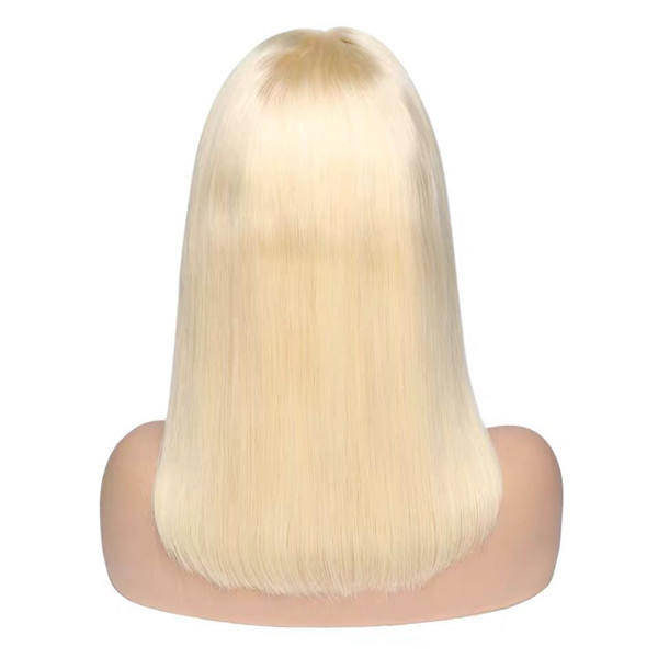 U Enjoy Hair 100% Unprocessed Virgin Remy Human Hair 613 Blonde Color Straight Bob Style 13x4 Lace Front Wigs Pre Plucked Hairline With Baby Hair(UE3)