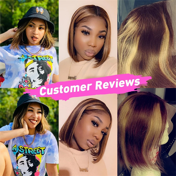 U Enjoy Hair 100% Unprocessed Virgin Remy Human Hair Highlight Color 4/27 Straight 13x4 Lace Front Wigs Pre Plucked Hairline With Baby Hair(UE4)