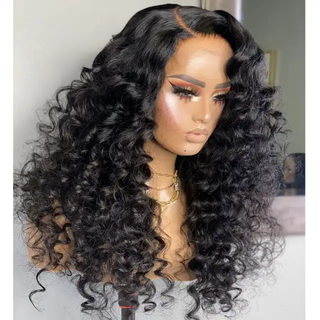 U Enjoy Hair Loose Wave Curl Natural Color Transparent  Lace 5X5 Lace Closure Wig (5LC02)