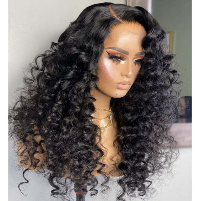 U Enjoy Hair Loose Wave Curl Natural Color Transparent  Lace 5X5 Lace Closure Wig (5LC02)