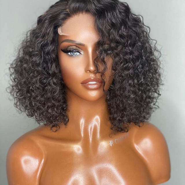 U Enjoy Hair Deep Wave Curl Natural Color HD Invisible Lace 5X5 Lace Closure Wig (5LC03)