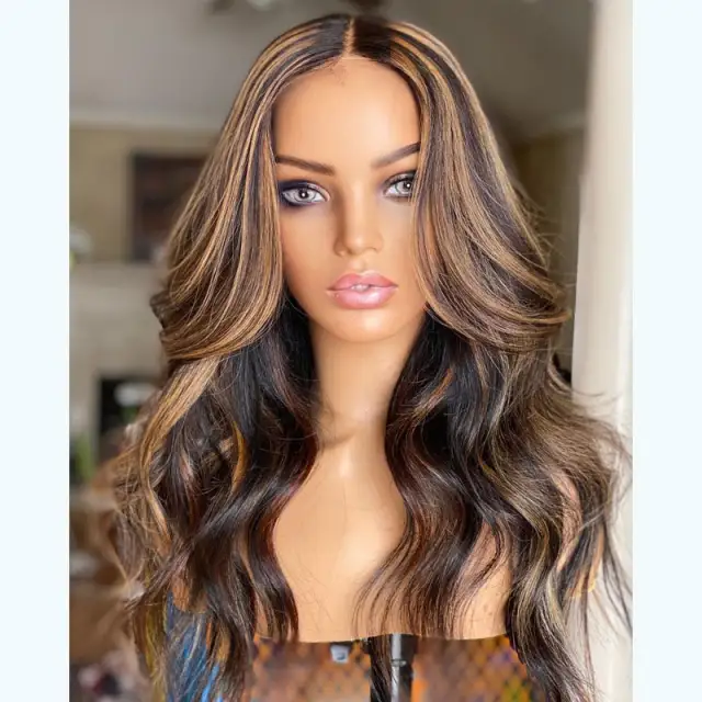 U Enjoy Hair Kinky Curly Highlight Color Transparent  Lace 5X5 Lace Closure Wig (5LC09)