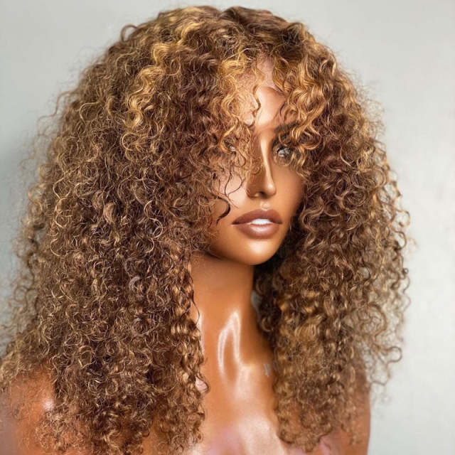 U Enjoy Hair Kinky Curly Color Wigs Transparent  Lace 5X5 Lace Closure Wig (5LC13)