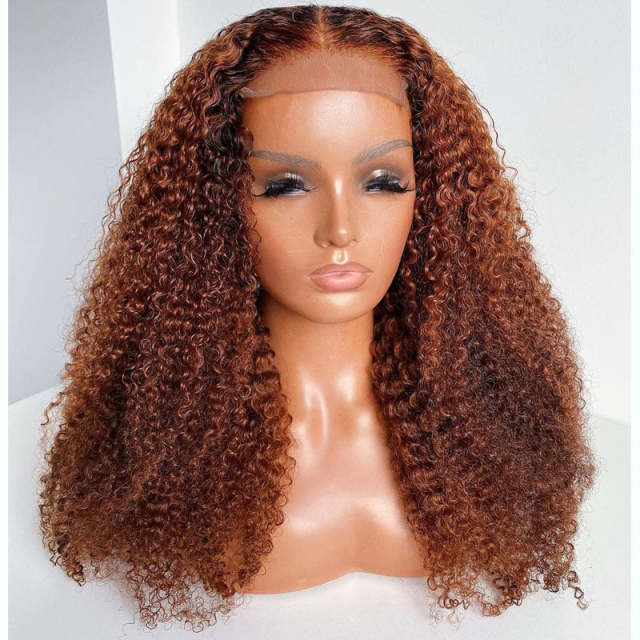 U Enjoy Hair Kinky Curly Color Wigs Transparent  Lace 5X5 Lace Closure Wig (5LC13)