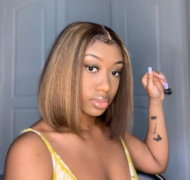 U Enjoy Hair Highlight Color Straight Transparent  Lace 5X5 Lace Closure Wig (5LC16)