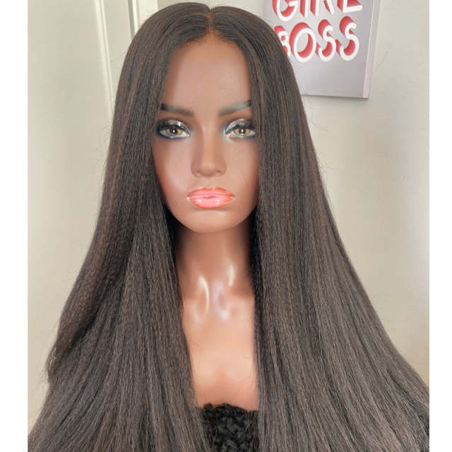 U Enjoy Hair Yaki Straight Natural Color Transparent  Lace 5X5 Lace Closure Wig (5LC08)