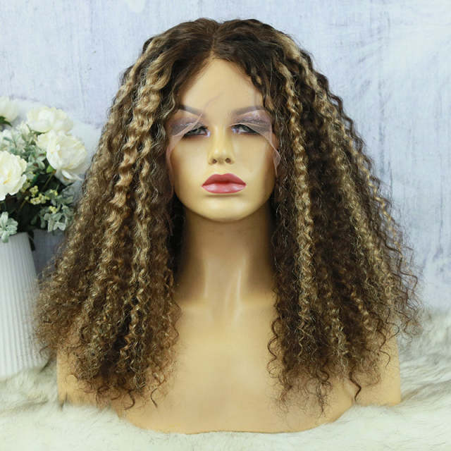 U Enjoy Hair Kinky Curly Highlight Color Transparent  Lace 5X5 Lace Closure Wig (5LC09)