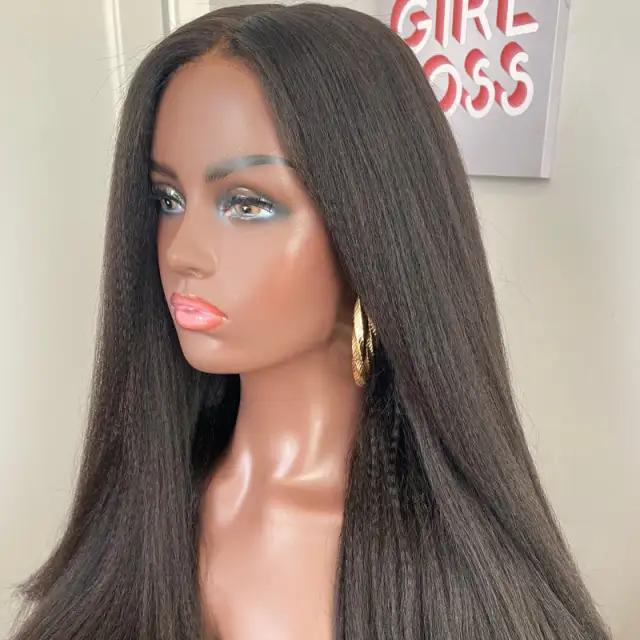 U Enjoy Hair Yaki Straight Natural Color Transparent  Lace 5X5 Lace Closure Wig (5LC08)