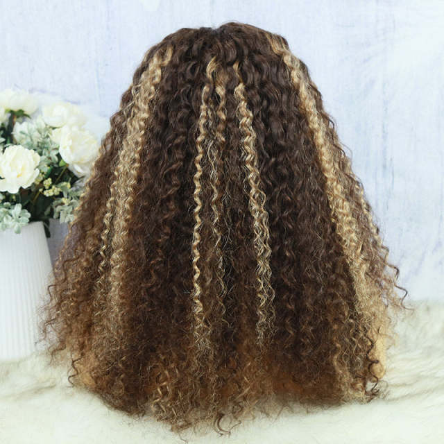 U Enjoy Hair Kinky Curly Natural Color Transparent  Lace 5X5 Lace Closure Wig (5LC06)