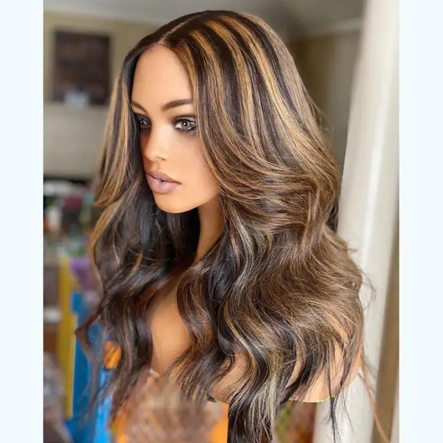 U Enjoy Hair Body Wave Highlight Color Transparent  Lace 5X5 Lace Closure Wig (5LC10)