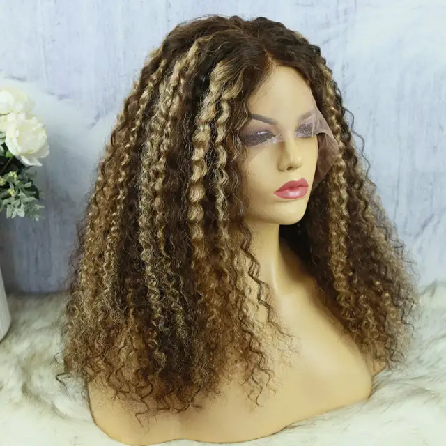 U Enjoy Hair Kinky Curly Highlight Color Transparent  Lace 5X5 Lace Closure Wig (5LC09)