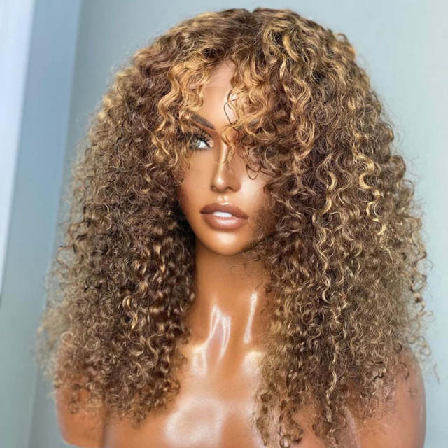 U Enjoy Hair Highlight Color Curly Transparent  Lace 5X5 Lace Closure Wig (5LC14)