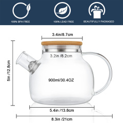 Bule de chá transparente com bico de filtro removível 20,3 onças