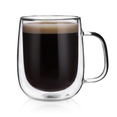 डबल वॉल ग्लास कॉफी मग 15.2oz, 1 . का सेट