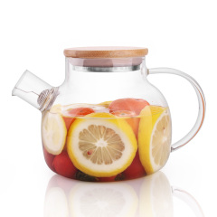 Clear Borosilicate Glass Teapot With Bamboo Lid 20.3oz