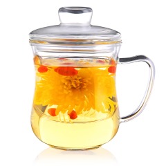 Removable Infuser နှင့်အဖုံး ၁၀ အောင်စရှိသော Glass Tea ခွက်