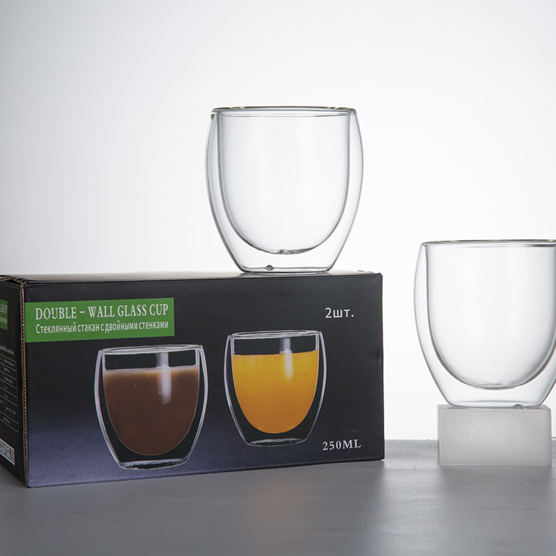 CnGlass Milk Tea Cup Double Wall Borosilicate Glass Espresso Coffee Mug For Cappuccino
