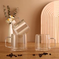 CnGlass Glass Tea Cup Borosilicate Double Wall Glass Coffee Mugs 15.2oz For Milk ,1Set of 1