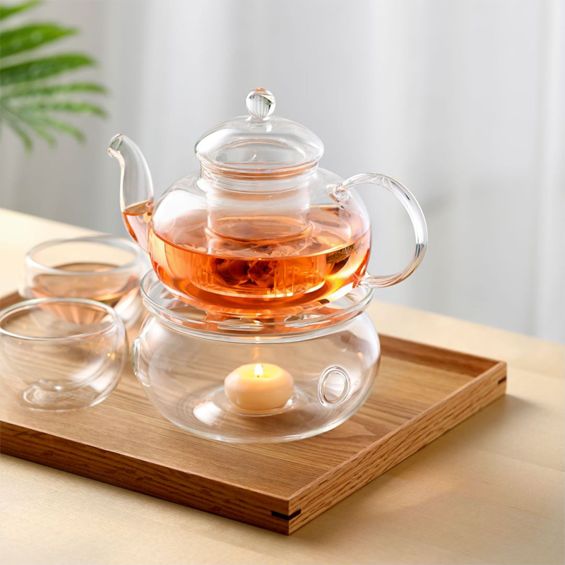 Removable Infuser 40.2oz နှင့် Clear Glass Teapot