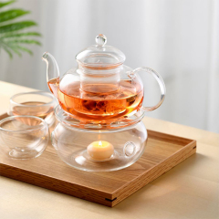 Removable Infuser 20.3oz နှင့် Clear Glass Teapot