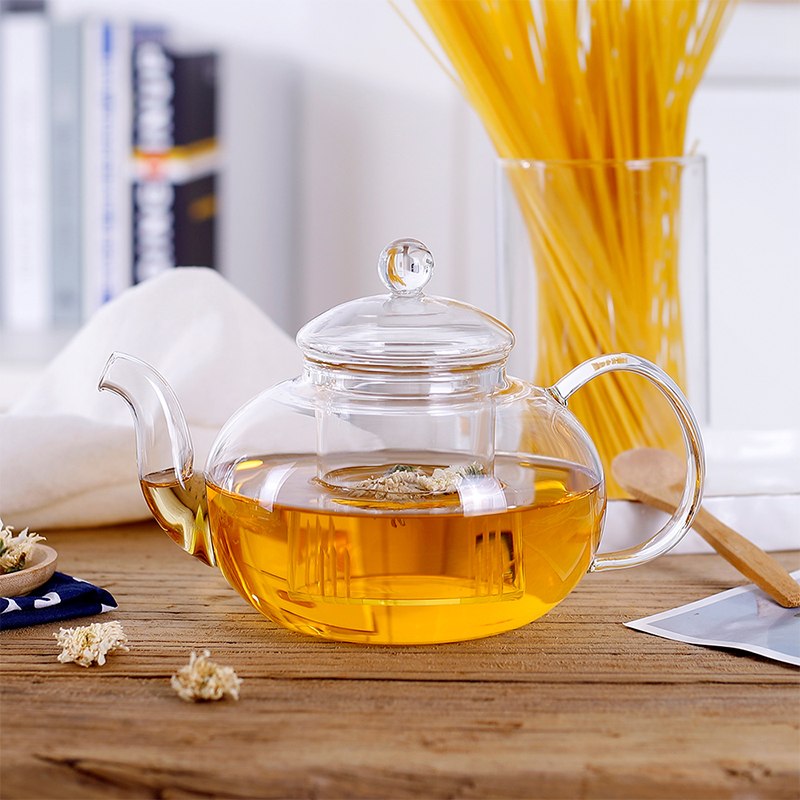 Removable Infuser 20.3oz နှင့် Clear Glass Teapot