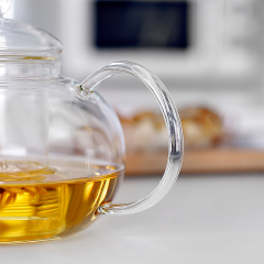 กาน้ำชาแก้วใสพร้อมที่กรองแบบถอดได้ 20.3oz