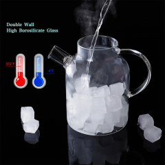 Clear Heat Resistant Glass Jug 1500 ML Borosilicate Glass Teapot With Bamboo Lid