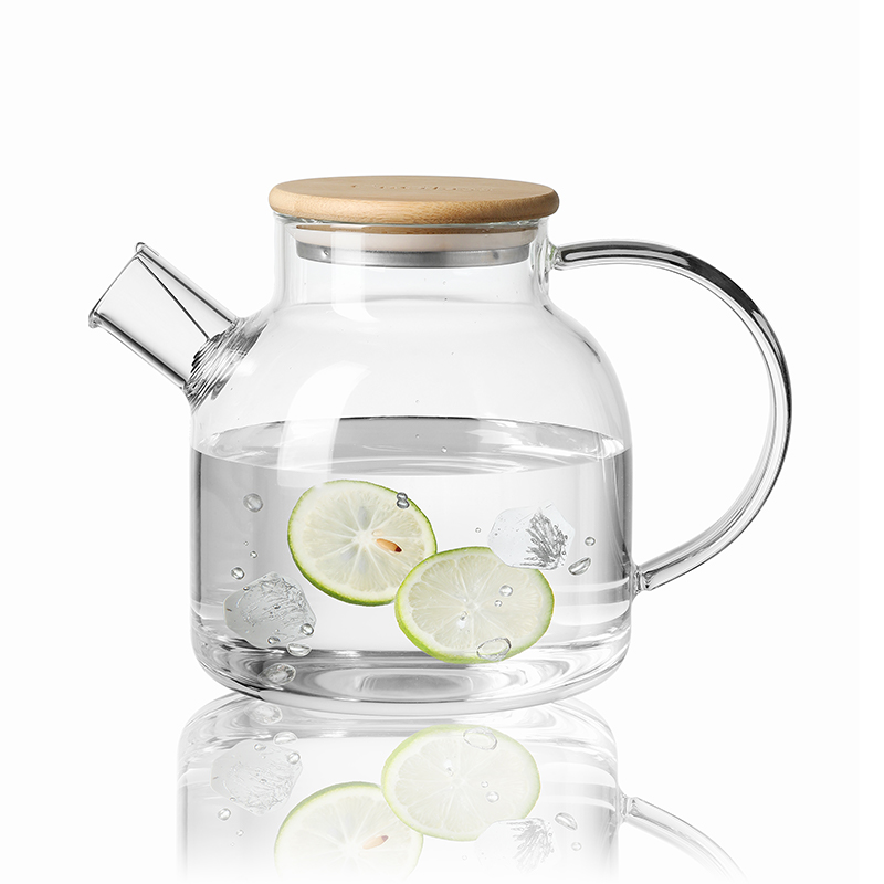 Clear Borosilicate Glass Teapot With Bamboo Lid 20.3oz