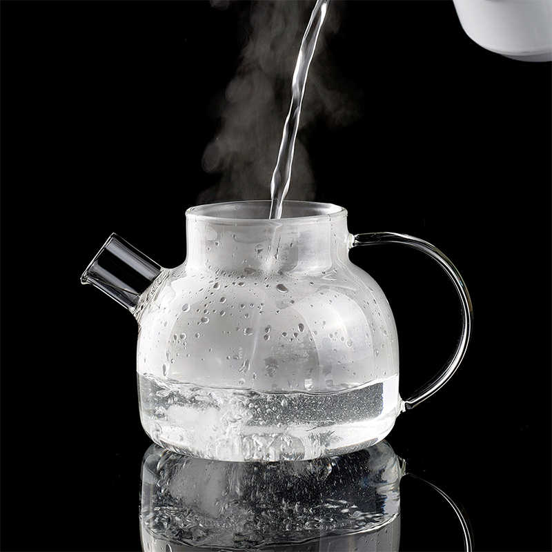 Clear Borosilicate Glass Teapot With Bamboo Lid And Strainer 40.6oz