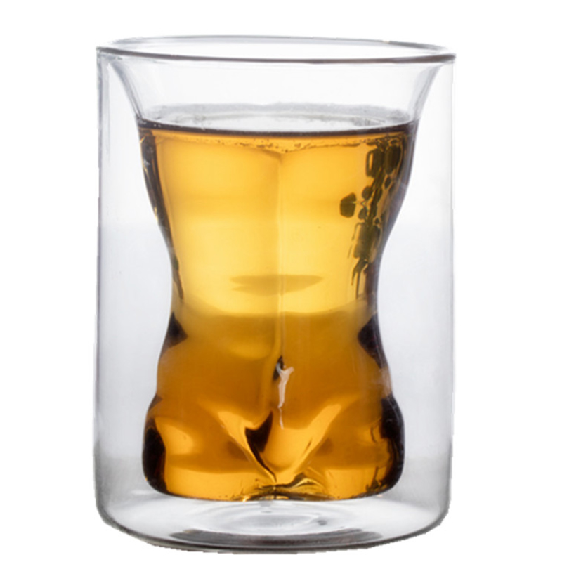 Clear Double Wall Borosilicate Beer Glass Cold Insulated Shot Glass 6oz.