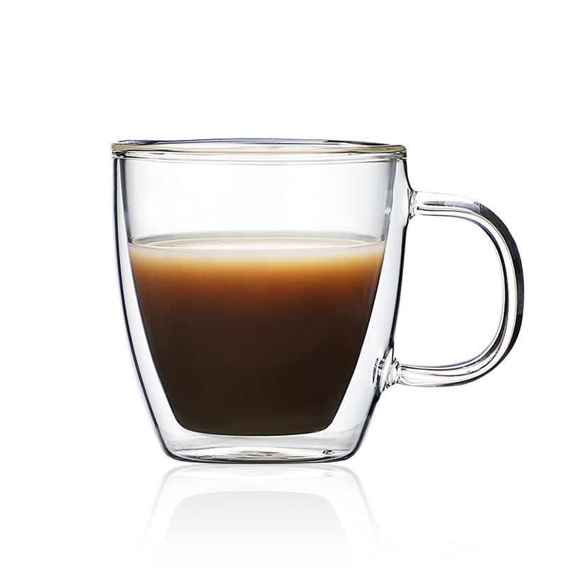 CnGlass Clear Double Wall Drinking Cup Thermal Insulated Borosilicate Glass Espresso Coffee Cups 5.4oz.