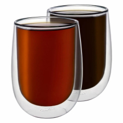 Tazas de café de vidrio de doble pared, 15.2 oz, juego de 1