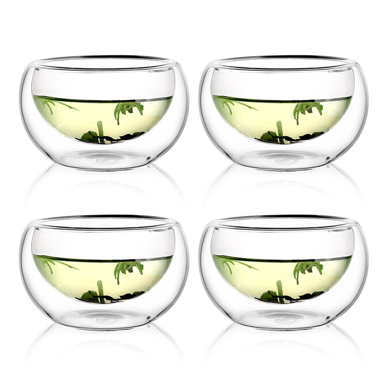 Double Wall Borosilicate Glass Tea Cup Thermal Insulated Glass Bowl For Ice Cream 3.4oz.