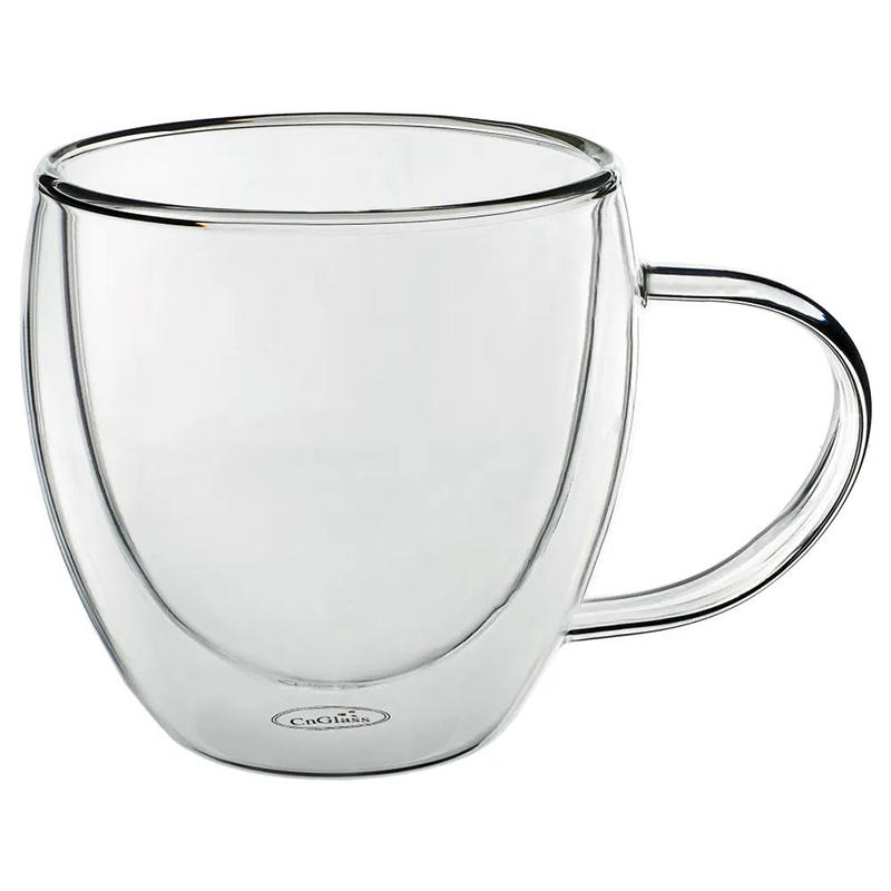 High Quality Microwave Glass Tea Cup Double Wall Borosilicate Glass Coffee Mug With Handle 8.5oz.