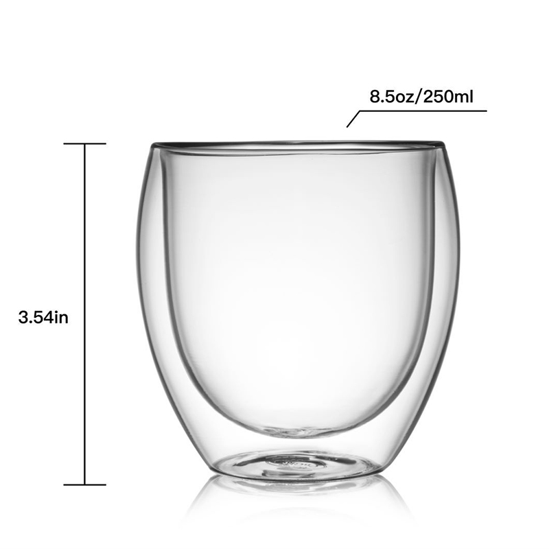 High Quality Microwave Glass Tea Cup Double Wall Borosilicate Glass Coffee Mug With Handle 8.5oz.