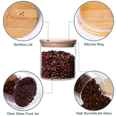 High Quality Borosilicate Airtight Bamboo Lid Glass Storage Jar