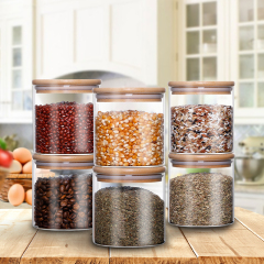 High Quality Borosilicate Airtight Bamboo Lid Glass Storage Jar