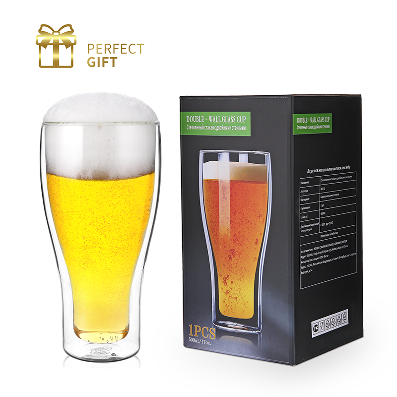 Bicchiere da birra capovolto a doppia parete isolato 17oz, set di 2