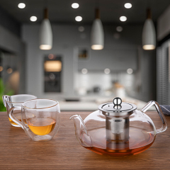 ဖြုတ်နိုင်သော Stainless Steel Infuser 40.6oz ပါသော Glass Teapot