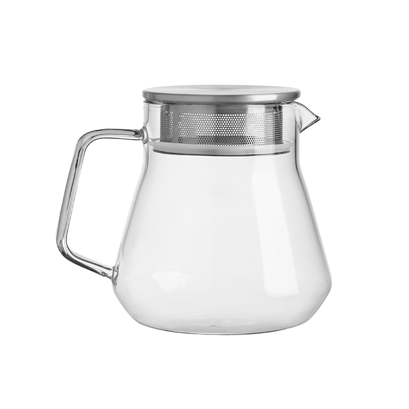 Borosilicate Glass Water Pitcher Heat Resistant Glass Jug With Stainless Steel Lid 20.3oz.