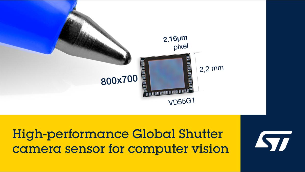 STMicroelectronics introduces a small-size, low-power, high-resolution global shutter image sensor