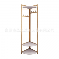 北欧ins转角挂衣架铁艺衣帽架卧室落地服装衣架挂包木质衣架落地