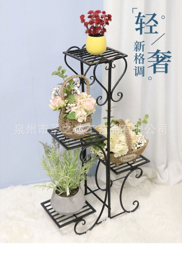 多层四层花架北欧铁艺绿萝花架客厅落地花架现代室内阳台花盆架子