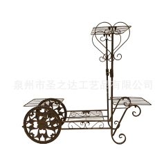 室内装饰花盆架欧式铁艺推车花架落地多层绿萝多肉阳台角落花架子