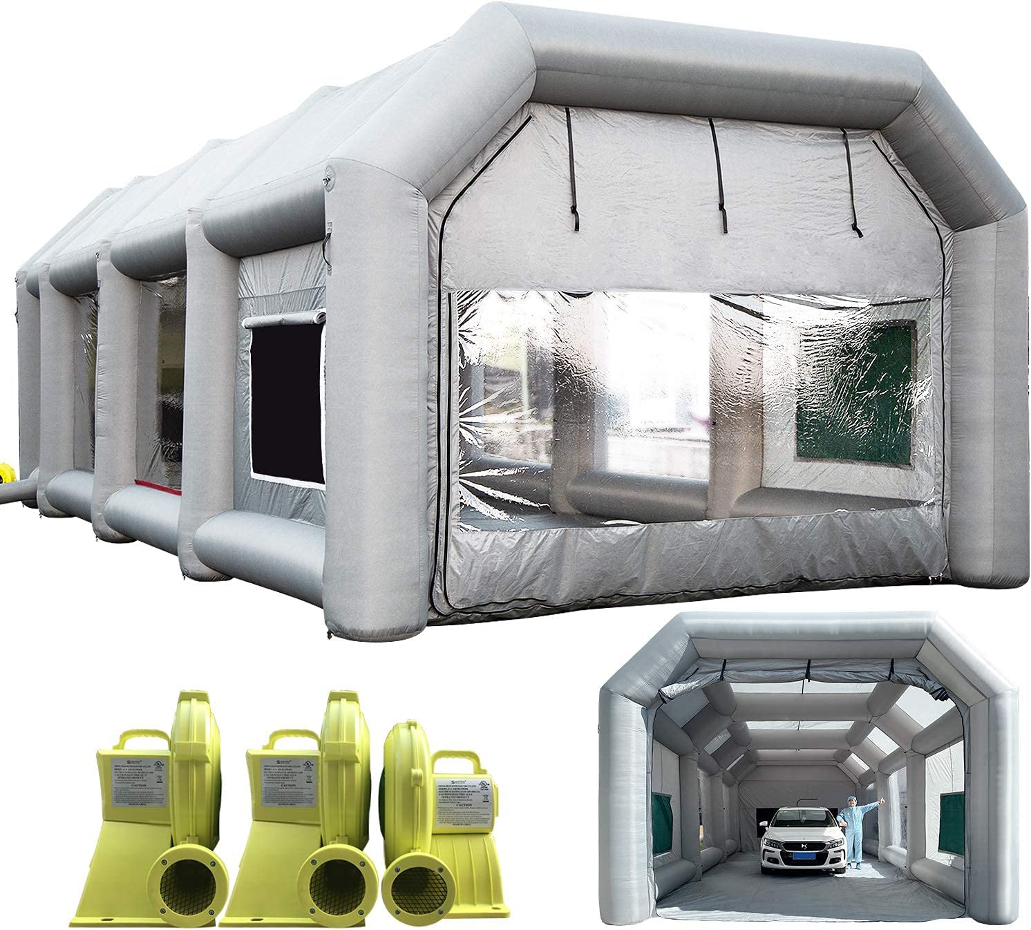 Sewinfla Professional Inflatable Paint Booth 12.5x11.2x11.2Ft with 2 Blowers (450W+750W) & Air Filter System Portable Paint Booth Tent Garage