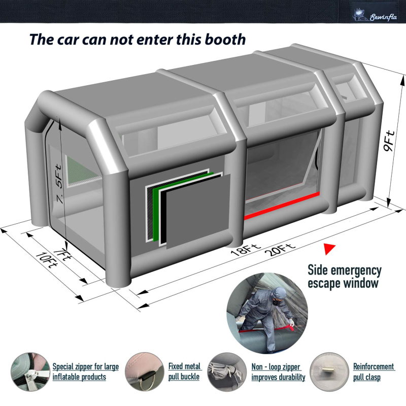 Sewinfla Professional Small Inflatable Paint Booth For Furnitures Autoparts Motorcycle  Environmentally-Friendly Air Filter System Portable Paint Booth More Durable Inflatable Spray Booth with Powerful Blowers