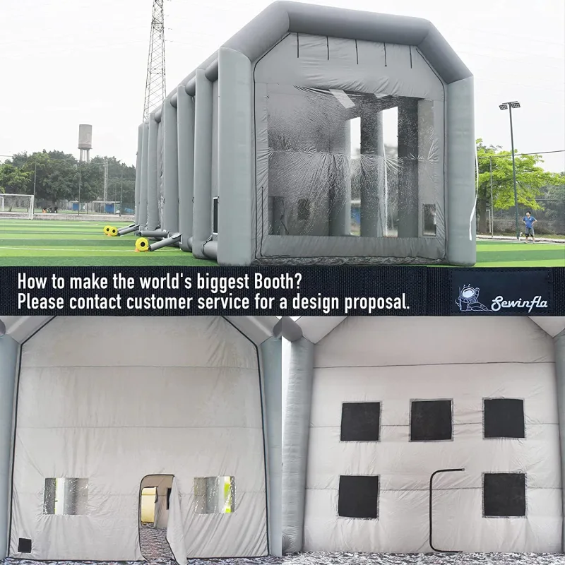 Sewinfla professional oversized inflatable spray booth for truck boat customized paint booth environmentally friendly air filtration system portable spray booth more durable inflatable spray booth and powerful blower