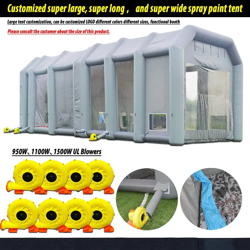 Sewinfla professional oversized inflatable spray booth for truck boat customized paint booth environmentally friendly air filtration system portable spray booth more durable inflatable spray booth and powerful blower