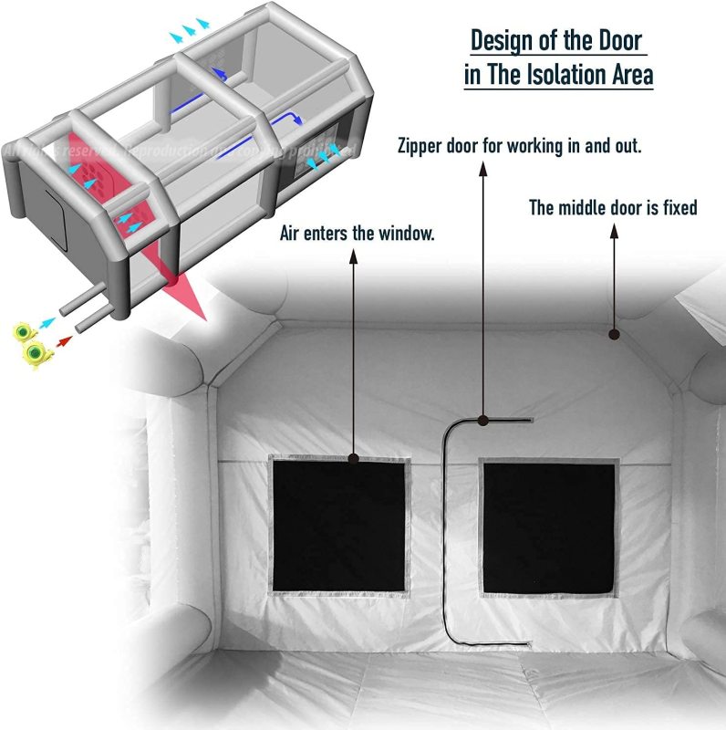 Sewinfla professional medium-sized inflatable spray paint room Mini car, ordinary car environmental protection air filtration system portable spray paint room more durable inflatable spray paint room with strong blower